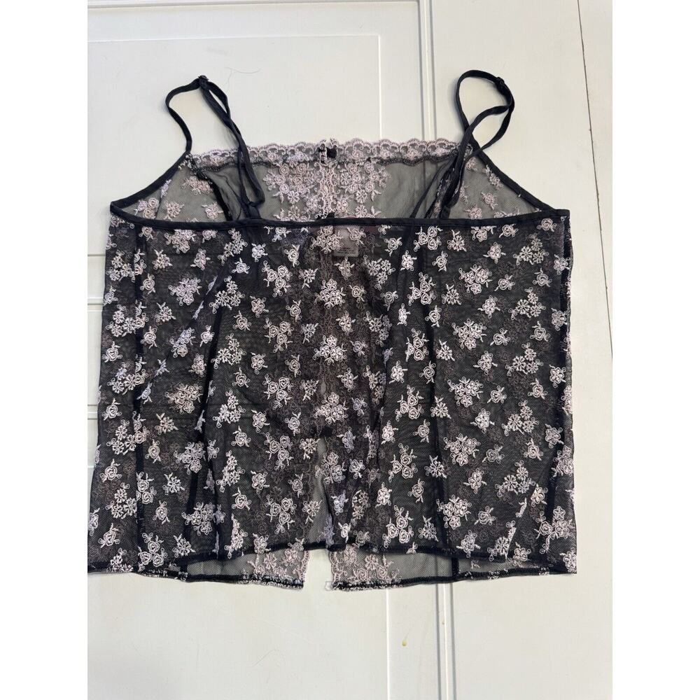 Victorias Secret Vintage Mesh Cami Top Size M Pink Floral Embroidered Coquette - Picture 4 of 6